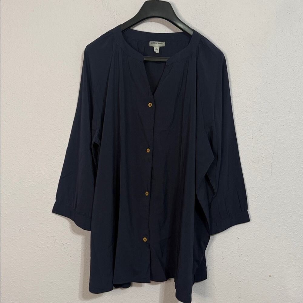Catherines Women Deep Blue Dolman Sleeve Blouse Size 2X
